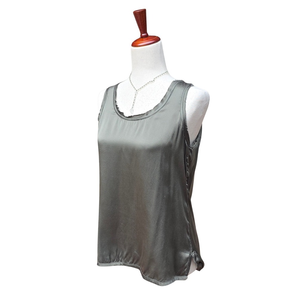 Go Silk Tank Size S Green Raw Edge Quiet Luxury Grunge Fairy Goblin Washable